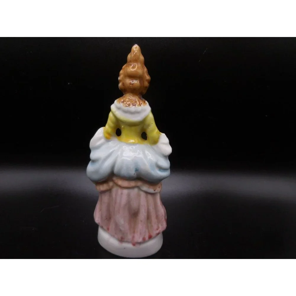 Vintage Occupied Japan Colonial Woman Figurine Pink Skirt Yellow Top 5 1/4